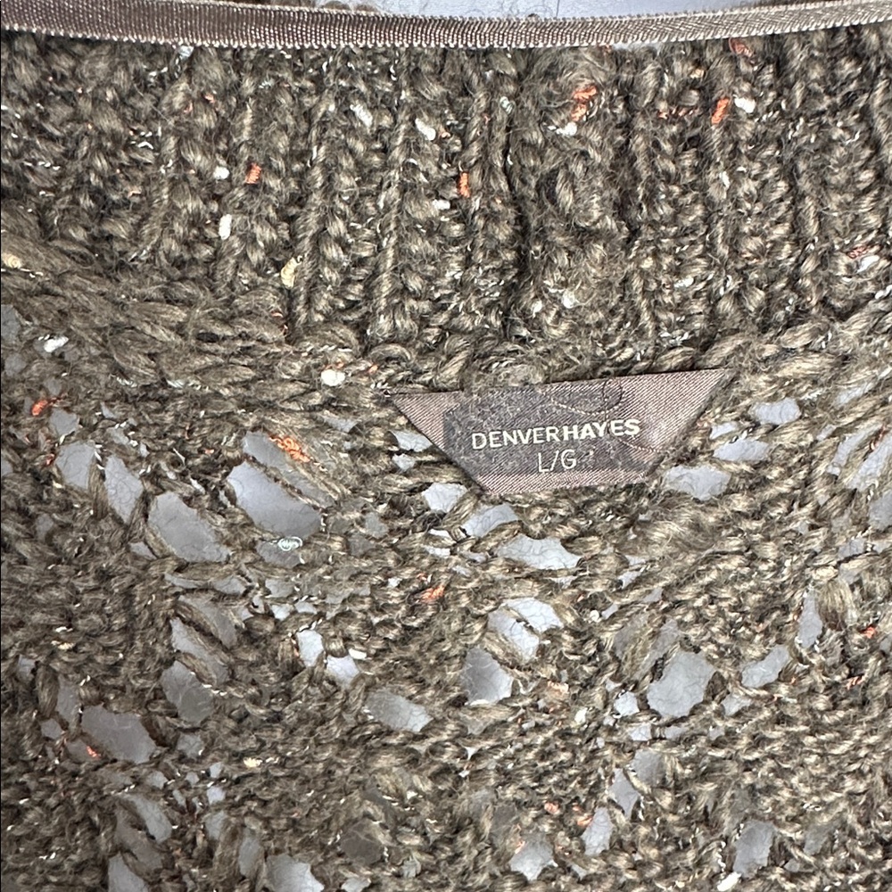 Denver Hayes Women’s Open Knit Cardigan Sweater Size L Brown Longline - Picture 4 of 8